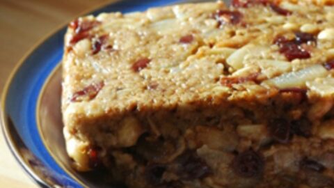 a slice of cranberry nut roast.