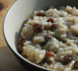 a dish of rice pudding