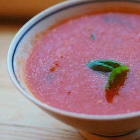 bowl of tomato and basil soup