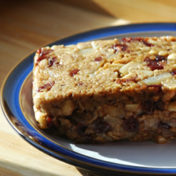 A slice of cranberry nut roast