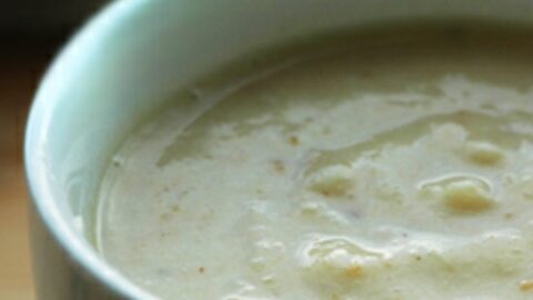 a bowl of creamy parsnip soup.